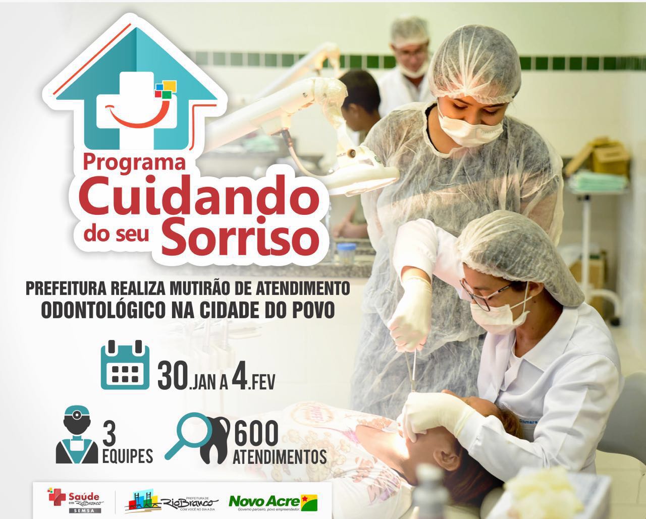 Read more about the article “Programa Cuidando do seu Sorriso” Prefeitura realiza mutirão de atendimento ODONTOLÓGICO na Cidade do Povo! 30/JAN a 4/FEV…